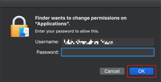 The unlock permissions panel. 